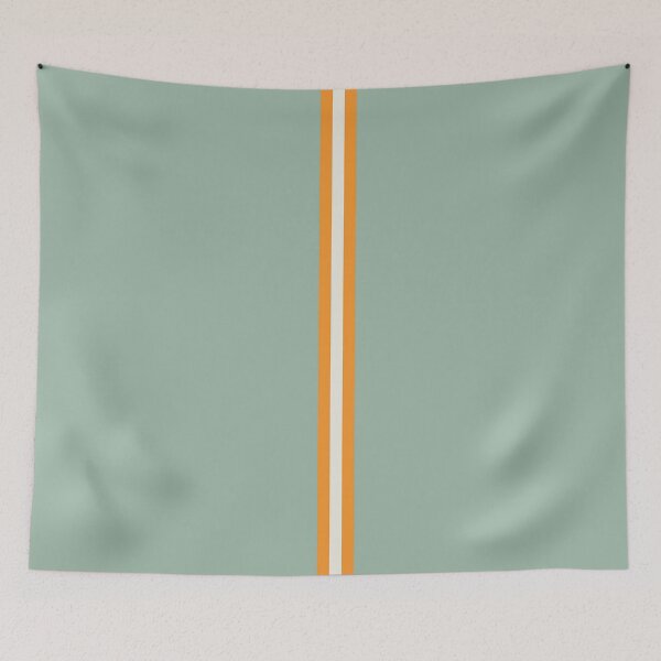 Aperçu de l'œuvre VERT SOURDINE, ORANGE ET CRÈME Central Vertical 3 BANDES créée et vendue par RachelMacht.