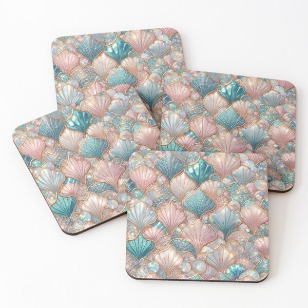 Item preview, Gold and Pastel Mermaid Tail Scales Print Design designed and sold by SeaStarMermaids.
