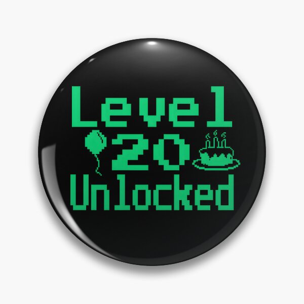 Item preview, Level 20 Unlocked - funny Retro Vintage pixel 8 bit Gaming 20th Birthday designed and sold by Unitepeople.