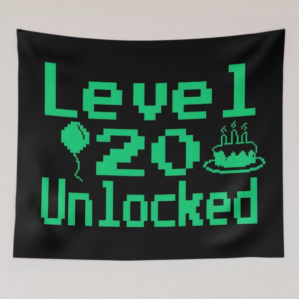 Item preview, Level 20 Unlocked - funny Retro Vintage pixel 8 bit Gaming 20th Birthday designed and sold by Unitepeople.