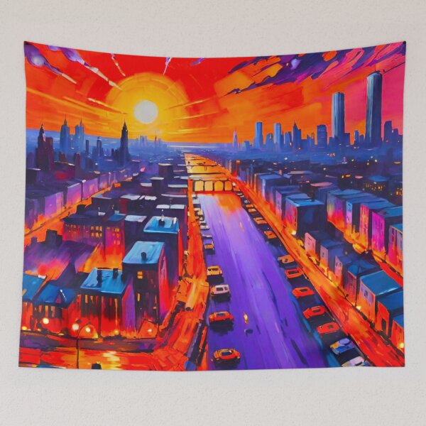 Item preview, NYC Skyline: Sunset Reimagined designed and sold by GrizzlyCollective.