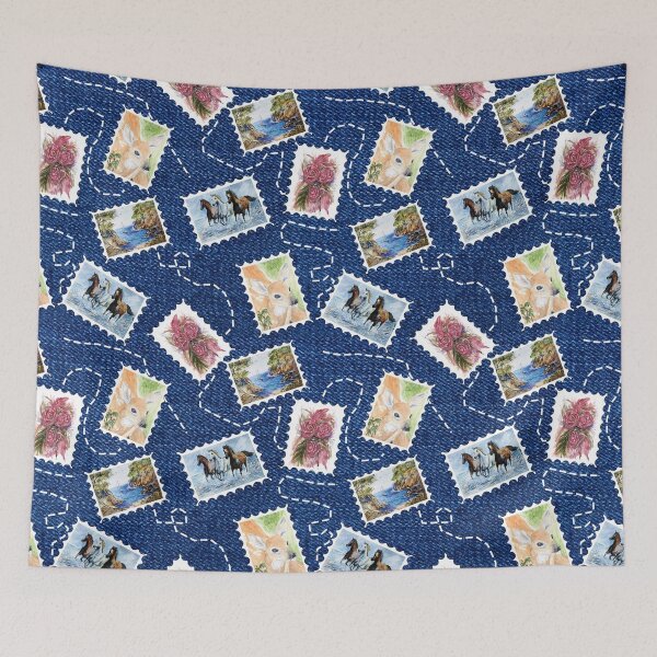 Item preview, Watercolour stamps on Denim designed and sold by SharonVallis.