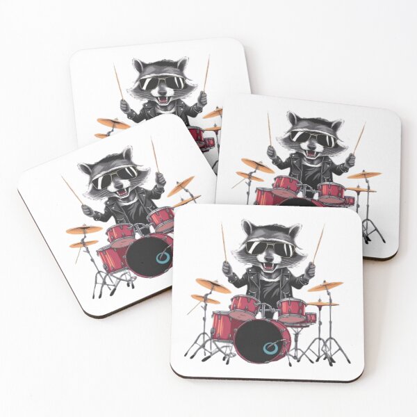 Item preview, Rock Raccoon - Cartoon Drummer designed and sold by FugitiveLJ27.