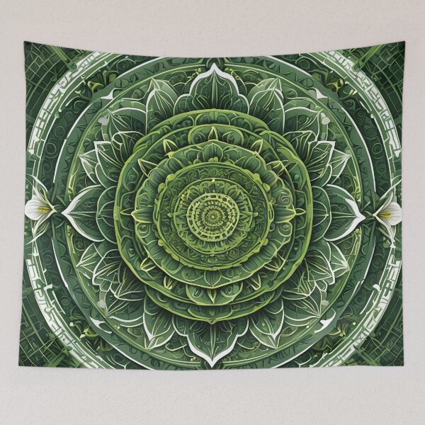 Item preview, Green Mandala of Renewal and Balance designed and sold by MandalasShops.