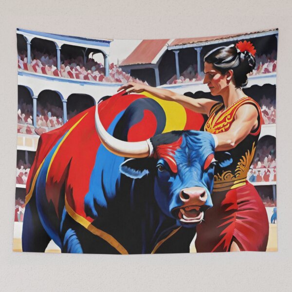Item preview, bullfighting, arena, bull, woman, torreodor designed and sold by DonnaBlankaArt.