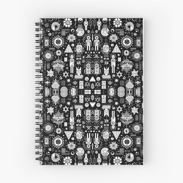 Item preview, A black-and-white abstract illustration filled with numerous intricate, stylized symbols and figures. designed and sold by Nataliya Kretsu.