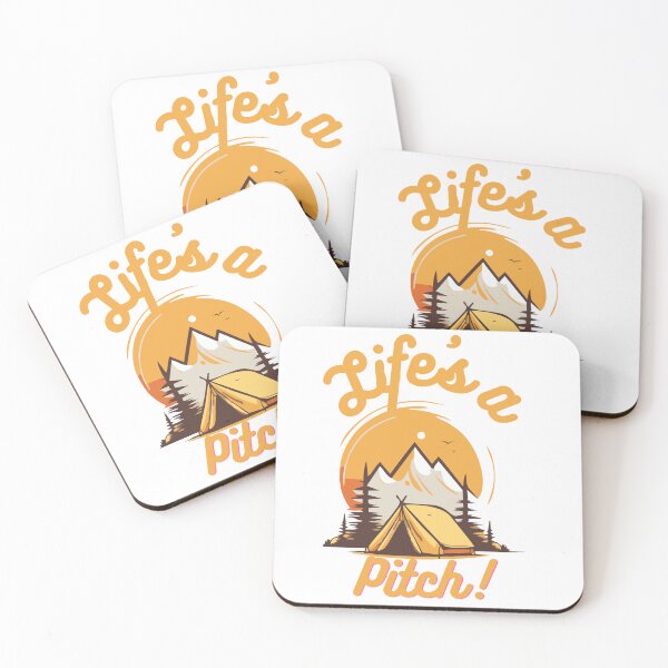 Item preview, Life's a Pitch, tent set against trees and mountains designed and sold by IFarty.