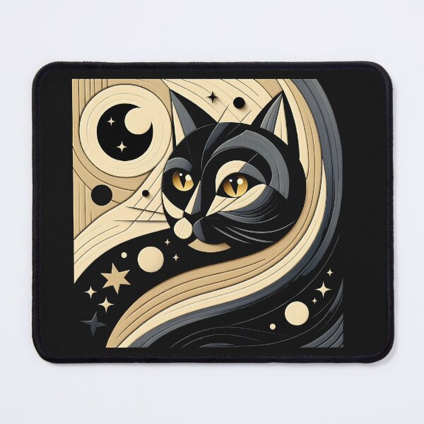 Item preview, Geometric Black Cat - Modern designed and sold by zoughlal.