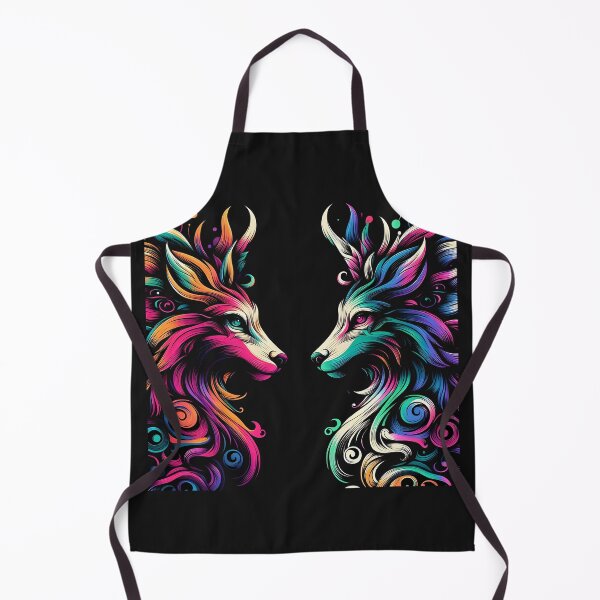 Item preview, Swirling Furry Twin Wolves on Black designed and sold by zoughlal.
