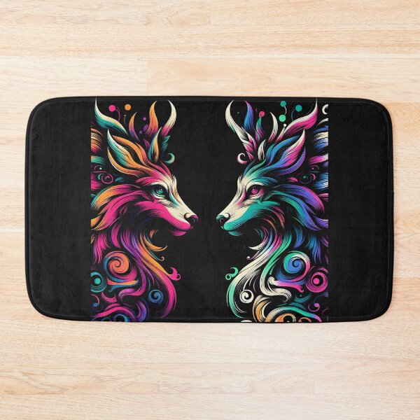 Item preview, Swirling Furry Twin Wolves on Black  designed and sold by zoughlal.