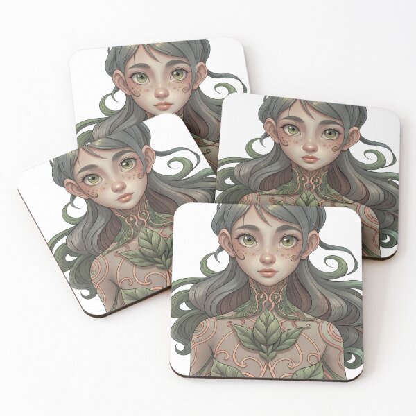 Item preview, retrato de niña abstracta en verde designed and sold by Creative88Art.