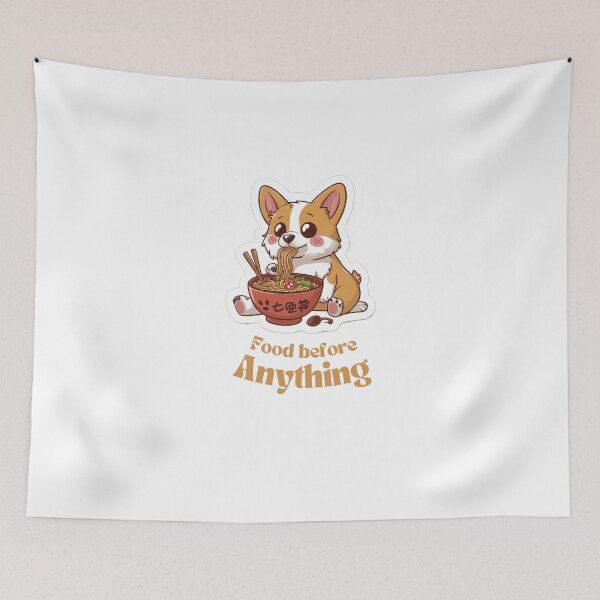 Item preview, Corgi dog eating ramen noodles  designed and sold by HopInStyle31.