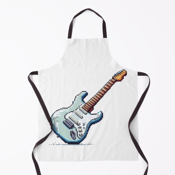 Item preview, Pixelated Melody | Blue Pixelated Electric Guitar with Wood Accents - Retro Musical Instrument Digital Art designed and sold by tuschollos.