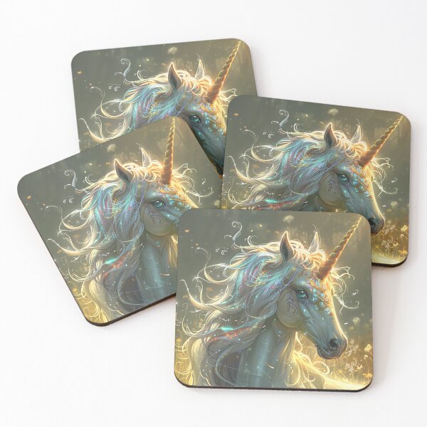 Item preview, Beautiful unicorn depicted in magical glowing meadow light designed and sold by Artessie.