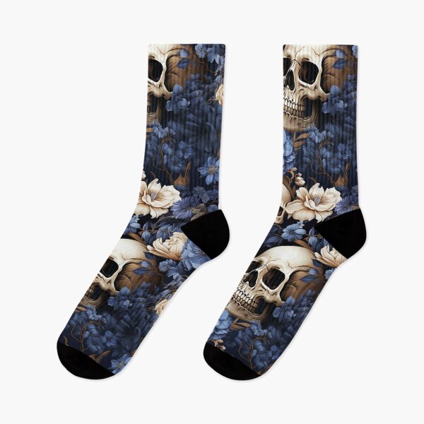 Item preview, Blue Retro Floral Skulls designed and sold by karsad.