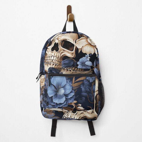 Item preview, Blue Retro Floral Skulls designed and sold by karsad.