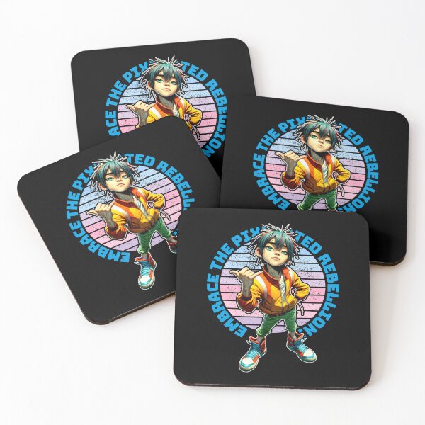 Item preview, Embrace the pixelated rebellion! Spiky-haired boy in vibrant colors challenging norms designed and sold by SplashTastic.