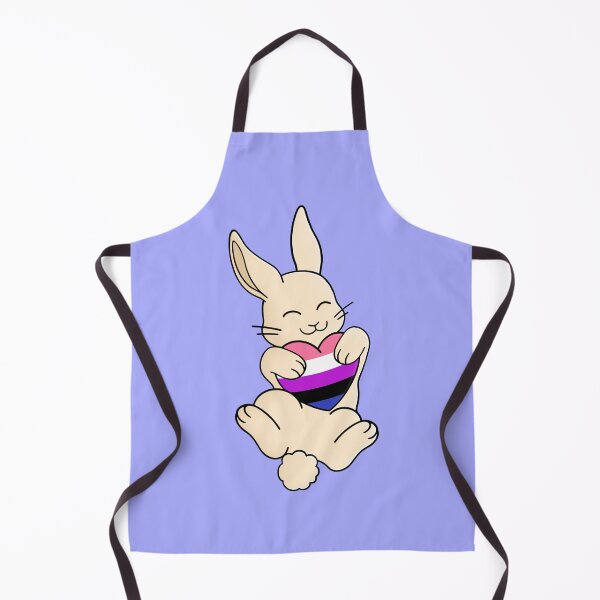 Item preview, Cute Happy White Rabbit Holding a Genderfluid Flag Heart designed and sold by AroAxel.