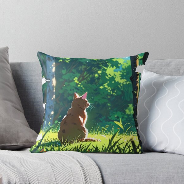 Item preview, "Forest Guardian" anime style cat illustration designed and sold by KatDesings.