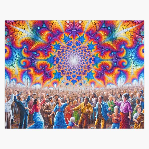 Item preview, A.I. Psychedelic Stained-Glass Mandelbrot Fractal Dancing Crowd at Concert 0001 FunFractals ChromaDepth 3D designed and sold by FunFractals.