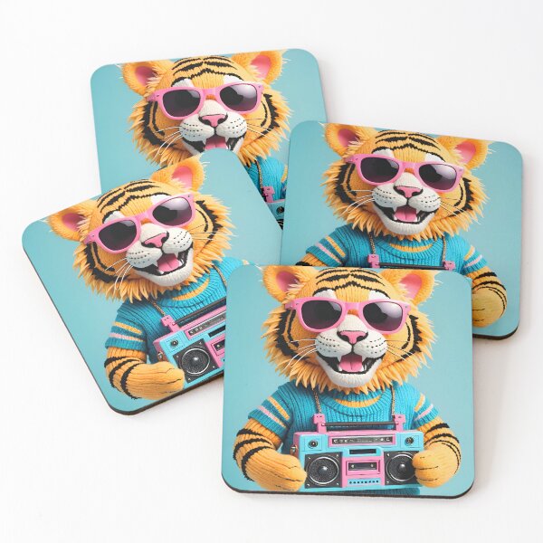 Item preview, Happy knitted tiger with his boom box designed and sold by Studio Quirk.