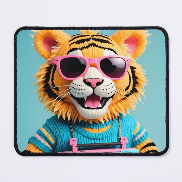 Item preview, Happy knitted tiger with his boom box designed and sold by Studio Quirk.