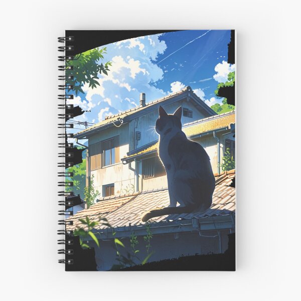 Item preview, "Countryside Watcher" anime style cat illustration designed and sold by KatDesings.