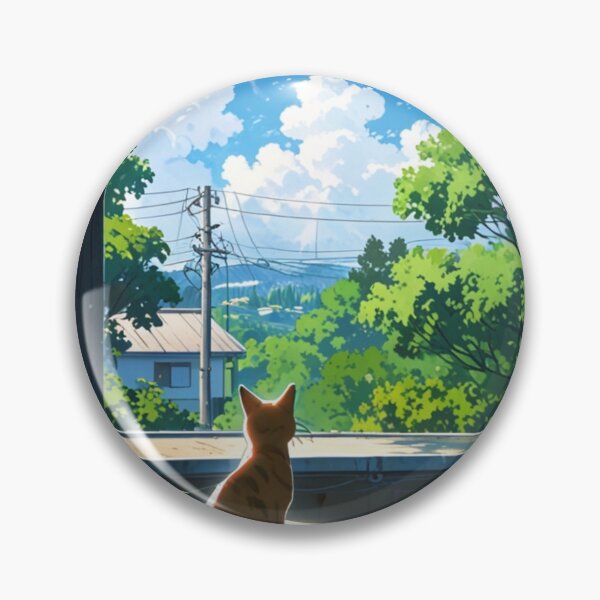 Item preview, "Roof Watcher" anime style cat illustration designed and sold by KatDesings.