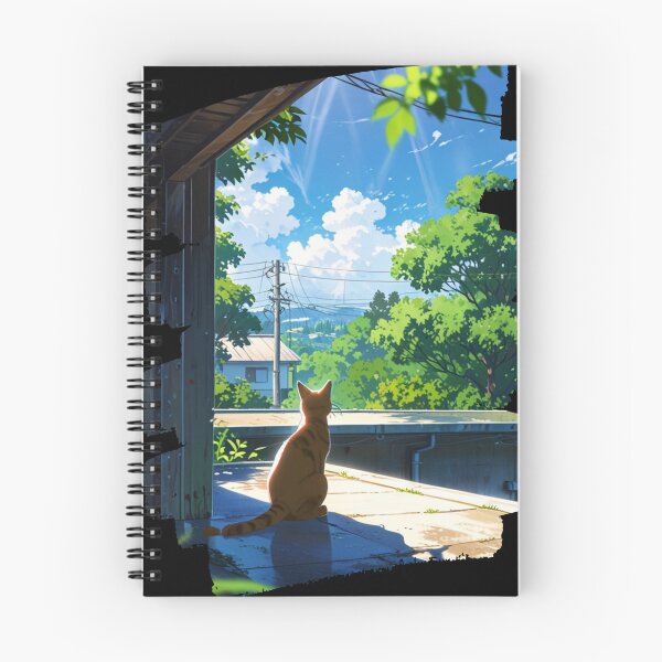 Item preview, "Roof Watcher" anime style cat illustration designed and sold by KatDesings.