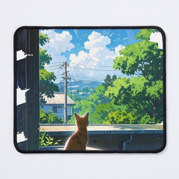 Item preview, "Roof Watcher" anime style cat illustration designed and sold by KatDesings.