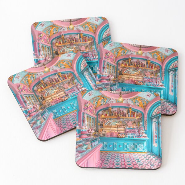Item preview, Colorful confectionery shop with vibrant interior decor. designed and sold by Artessie.