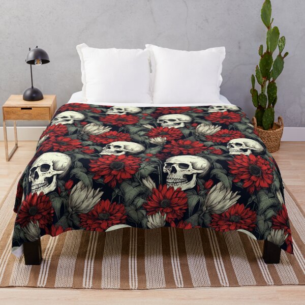 Item preview, Red And Green Floral Skulls designed and sold by karsad.