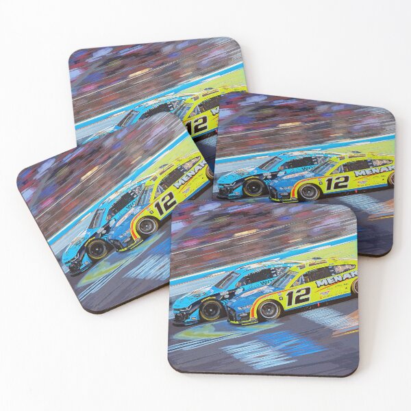 Item preview, Ryan Blaney vs Ross Chastain racing their Nascar Cup Cars at Phoenix Speedway watercolor designed and sold by Rodissimus1984.
