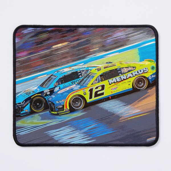 Item preview, Ryan Blaney vs Ross Chastain racing their Nascar Cup Cars at Phoenix Speedway watercolor designed and sold by Rodissimus1984.