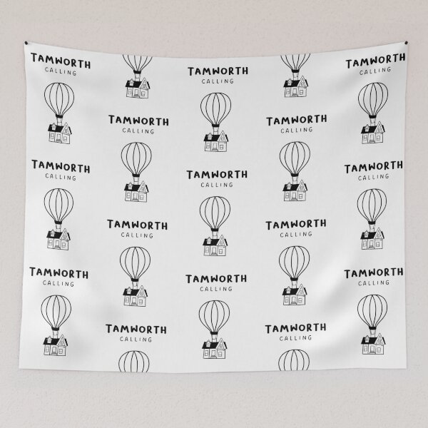Item preview, Tamworth Calling - Fun Hot Air Balloon and House Drawing | City in England / UK designed and sold by RM-Journey.