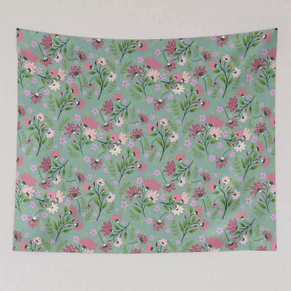Item preview, Floral Whimsy on Teal designed and sold by SheilaMcDowell Design.