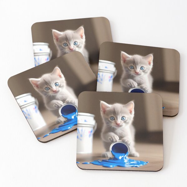Item preview, Kitten Spills Blue Paint designed and sold by TeachersCubby.