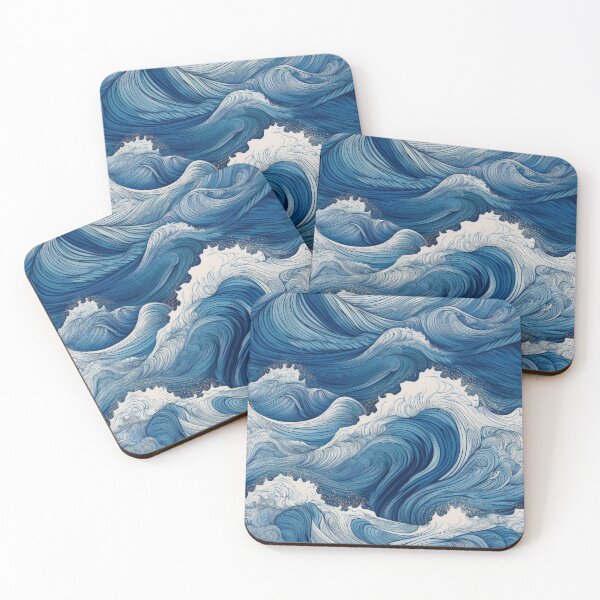Item preview, Rough sea waves/sky-blue designed and sold by My-fake-places.