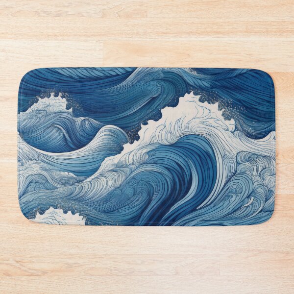 Item preview, Rough sea waves/sky-blue designed and sold by My-fake-places.