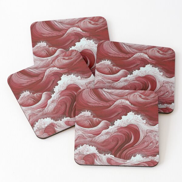 Item preview, Rough sea waves/ deep red designed and sold by My-fake-places.