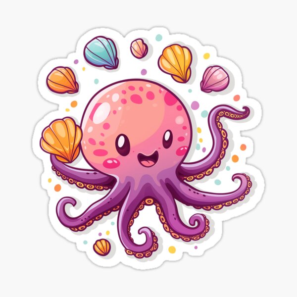 Artikel-Vorschau von cutecore - Oktopus jongliert mit Muscheln, designt und verkauft von FineTeesigns.