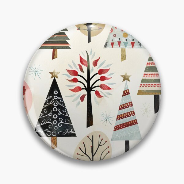 Item preview, line art doodle folk  art Christmas trees boho, Christmas pattern designed and sold by Inktown.