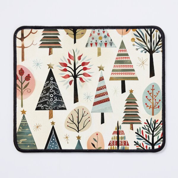 Item preview, line art doodle folk  art Christmas trees boho, Christmas pattern designed and sold by Inktown.