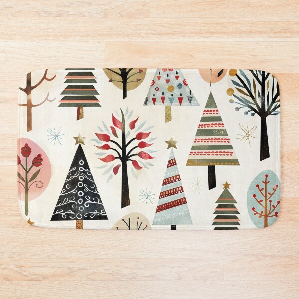 Item preview, line art doodle folk  art Christmas trees boho, Christmas pattern designed and sold by Inktown.