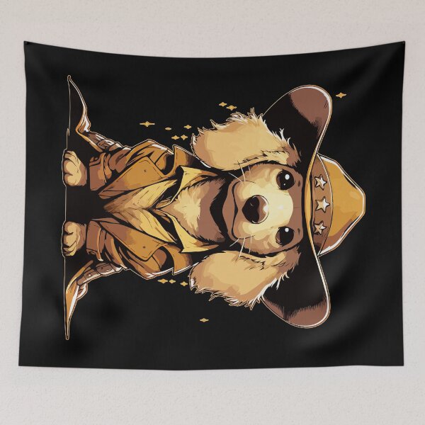 Item preview, English Cream Dachshund Cowboy Dog designed and sold by TomFrontierArt.