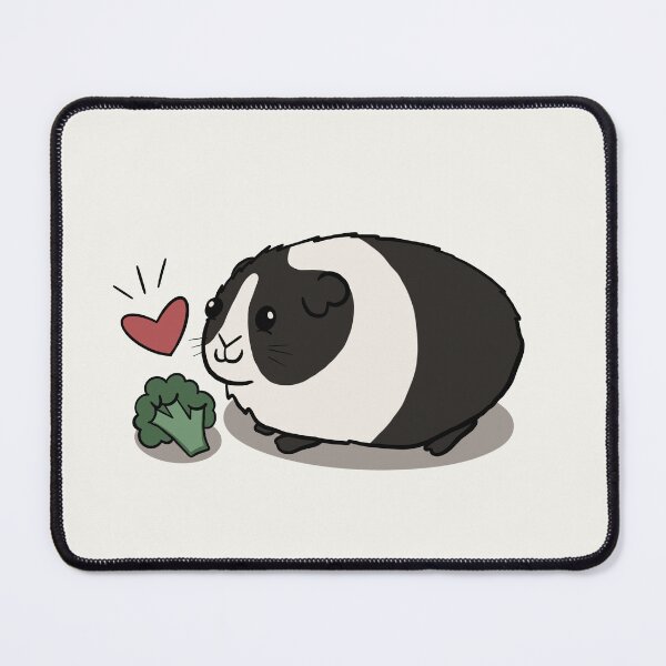Item preview, Black and White Guinea Pig Loves Broccoli designed and sold by makell-creates.