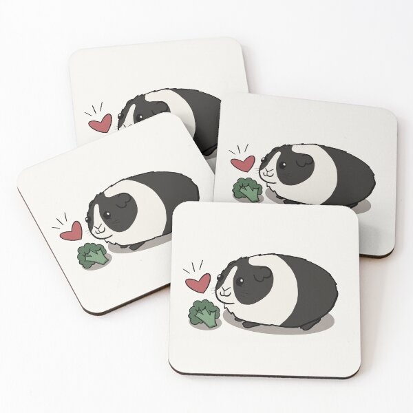 Item preview, Black and White Guinea Pig Loves Broccoli designed and sold by makell-creates.
