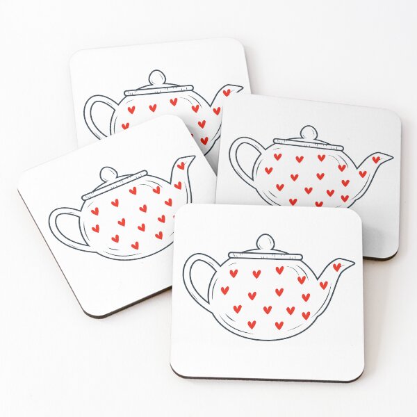 Item preview, Cute Teapot | Hearty Teapot | Red Hearts | Aesthetic Teapot | White & Red Teapot designed and sold by PrintEveryday.
