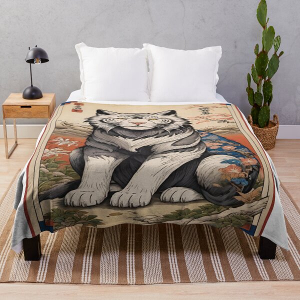 Item preview, Majestic White Tiger in Traditional Japanese Art designed and sold by merve02shop.