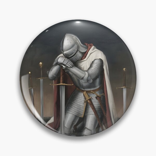 Item preview, Gothic Oil Painting of Dramatic Medieval Knight with Sword designed and sold by PastCanvas.